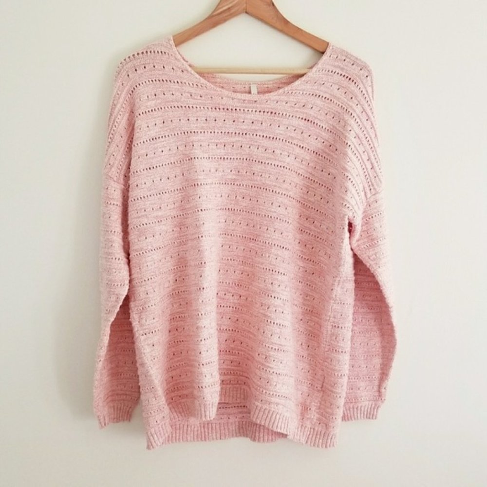LEO & NICOLE Eyelet Knit Cotton Sweater | Size S